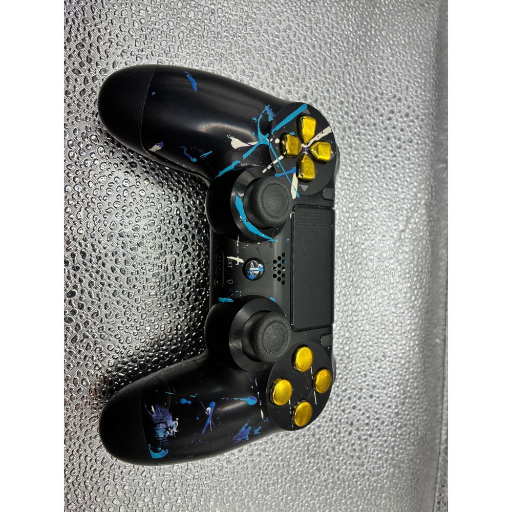 Sony DualShock 4 PS4 Wireless Controller Custom Paint Splatter Gold and Black